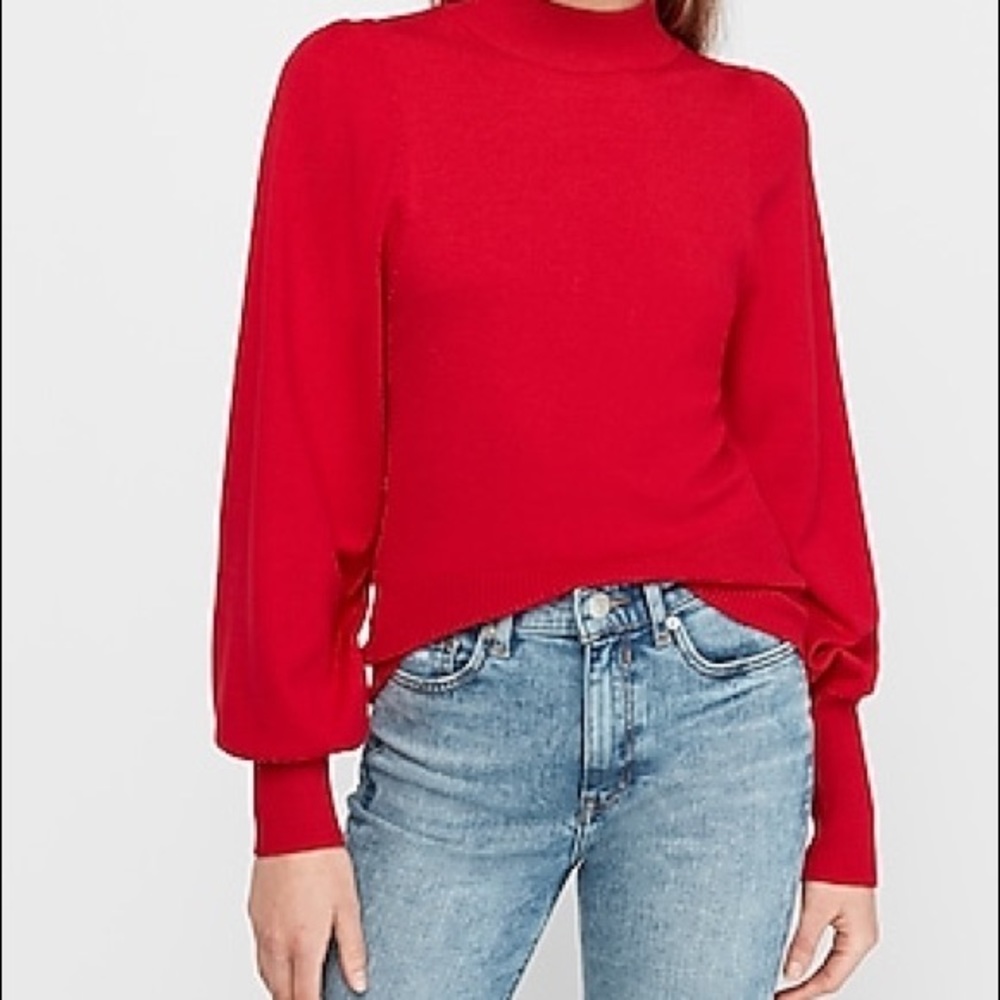 Express Mock Neck Puff Sleeve Sweater, NWOT